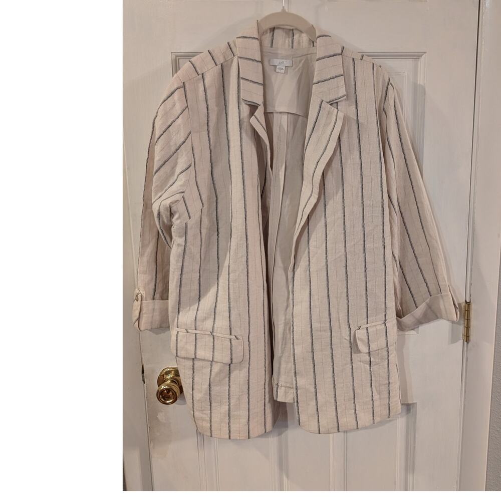 J Jill | Striped Linen Oversized Blazer | Size Large
